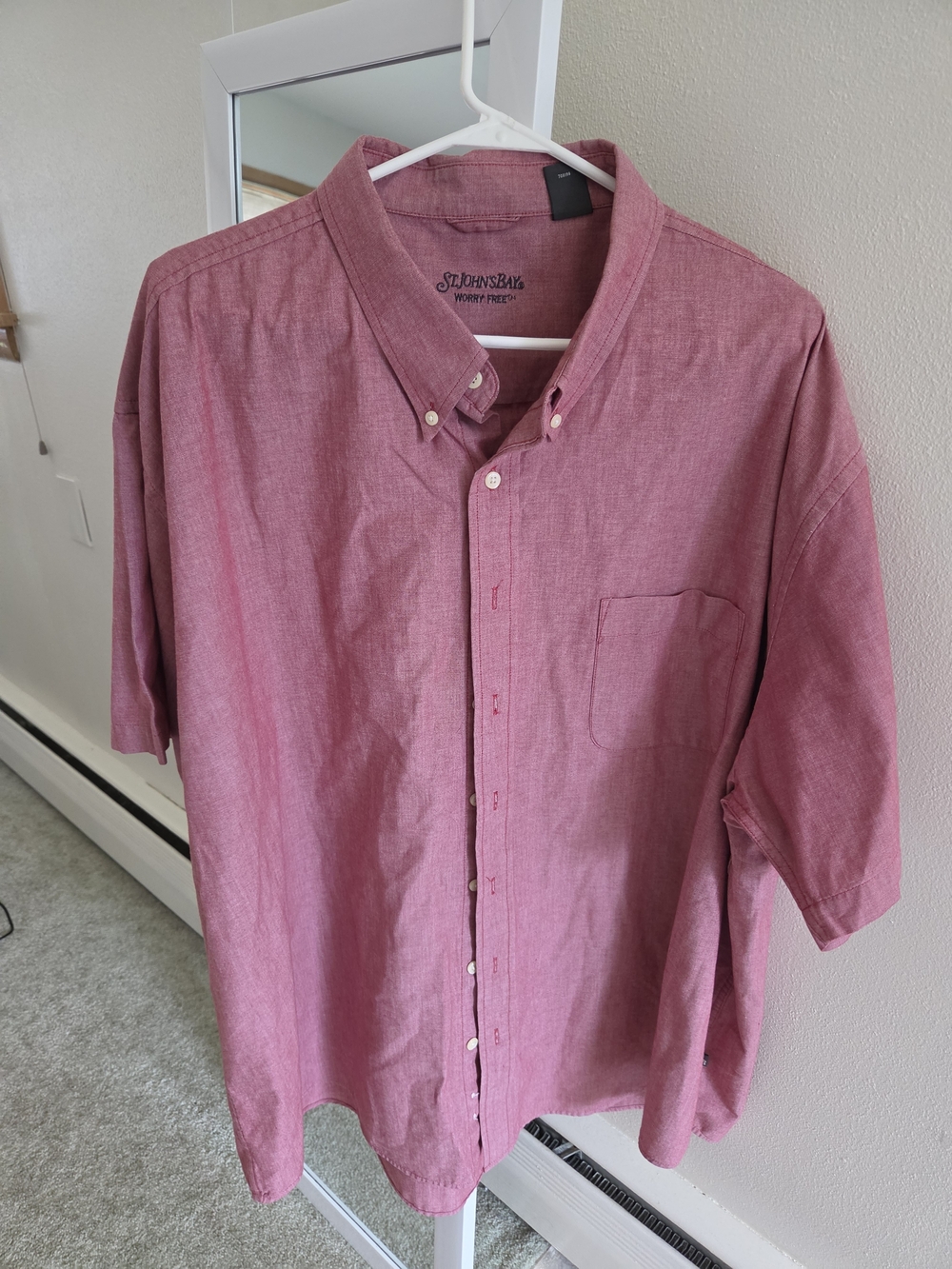 St. John's Bay Men’s Short-Sleeve Button-Down Shirt in Rose